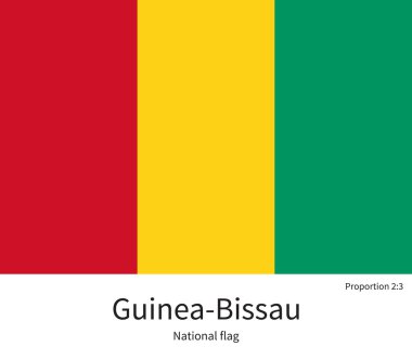National flag of Guinea-Bissau with correct proportions, element, colors