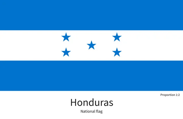 National flag of Honduras with correct proportions, element, colors — Stock vektor