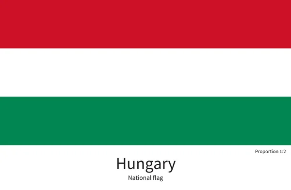 Bendera nasional Hungaria dengan proporsi, elemen, warna yang benar - Stok Vektor