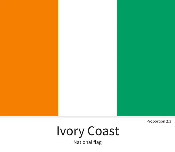 National flag of Ivory Coast with correct proportions, element, colors — Stockvector