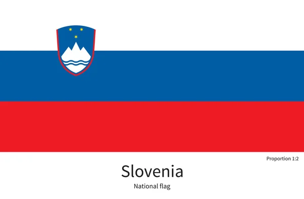 Nationalflagge Sloweniens mit korrekten Proportionen, Element, Farben — Stockvektor