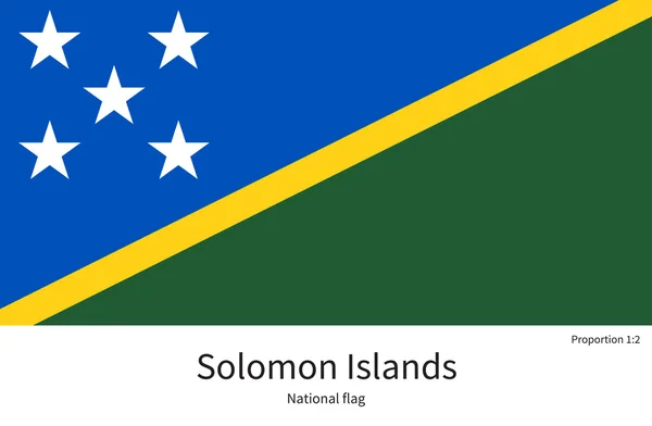 National flag of Solomon Islands with correct proportions, element, colors — Stockvector