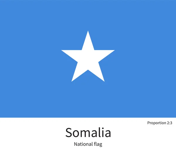 National flag of Somalia with correct proportions, element, colors — Stock Vector