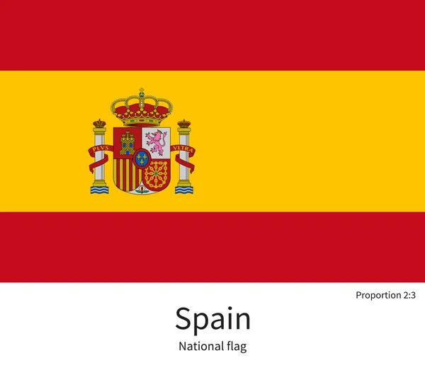 Nationalflagge Spaniens mit korrekten Proportionen, Element, Farben — Stockvektor