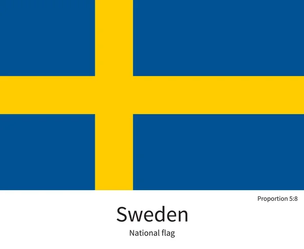 Bandera nacional de Suecia con proporciones correctas, elemento, colores — Archivo Imágenes Vectoriales