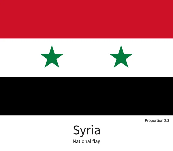 Nationalflagge von Syrien mit korrekten Proportionen, Element, Farben — Stockvektor