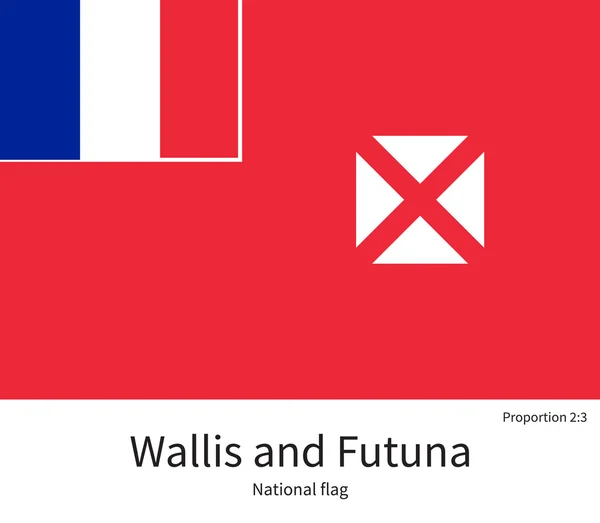 National flag of Wallis and Futuna with correct proportions, element, colors — ストックベクタ