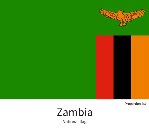 Bandiera nazionale dello Zambia con proporzioni corrette, elemento, colori — Vettoriale Stock