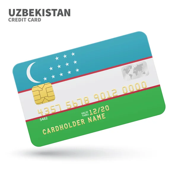 Kreditkarte mit Usbekistan Flagge Hintergrund für Bank, Präsentationen und Geschäft. isoliert auf weiß — Stockvektor