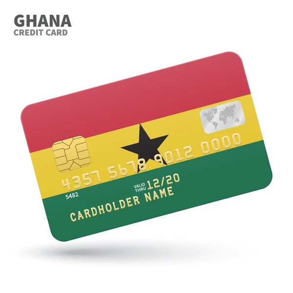 Credit card with Ghana flag background for bank, presentations and business. Isolated on white — Stock vektor