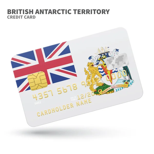 Credit card with British Antarctic Territory flag background for bank, presentations and business. Isolated on white — Stockový vektor