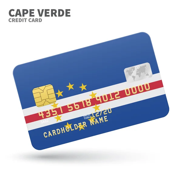 Credit card with Cape Verde flag background for bank, presentations and business. Isolated on white — 스톡 벡터
