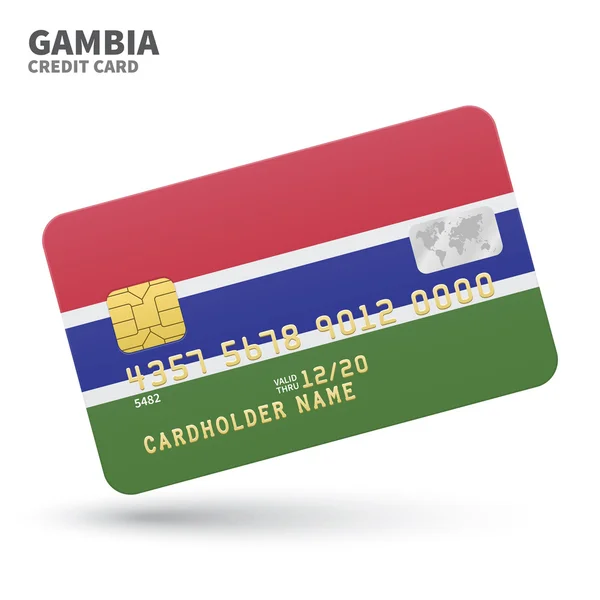 Cartão de crédito com fundo bandeira Gâmbia para banco, apresentações e negócios. Isolado em branco — Vetor de Stock