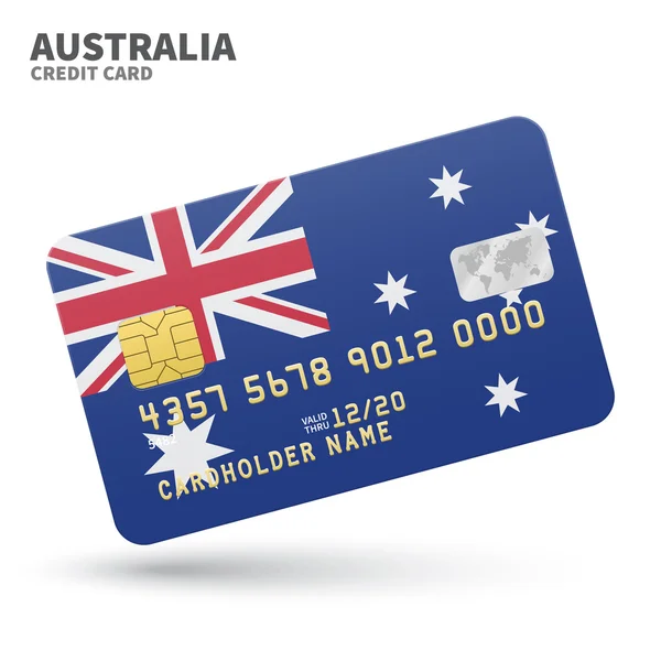 Carte de crédit avec drapeau australien fond pour la banque, les présentations et les affaires. Isolé sur blanc — Image vectorielle