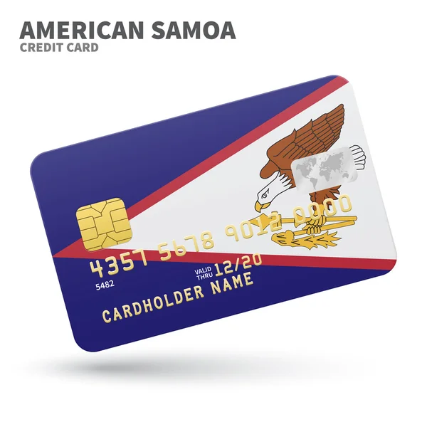 Cartão de crédito com fundo bandeira Samoa Americana para banco, apresentações e negócios. Isolado em branco — Vetor de Stock