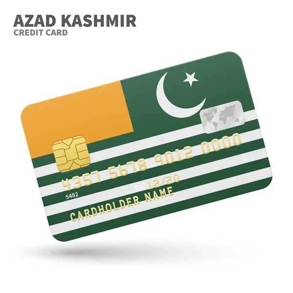 Tarjeta de crédito con fondo de bandera de Azad Cachemira para banco, presentaciones y negocios. Aislado sobre blanco — Archivo Imágenes Vectoriales