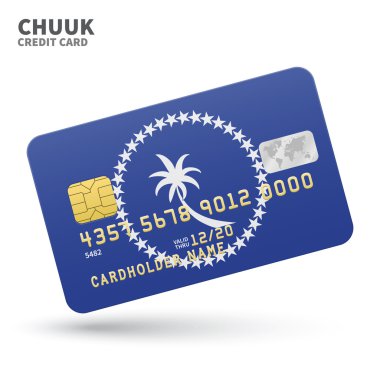 Credit card with Chuuk flag background for bank, presentations and business. Isolated on white