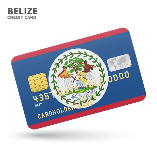 Credit card with Belize flag background for bank, presentations and business. Isolated on white — Stockvector