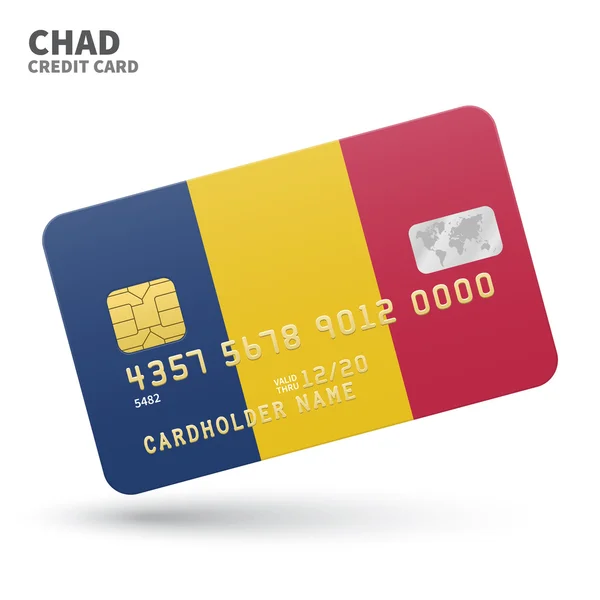 Credit card with Chad flag background for bank, presentations and business. Isolated on white — 스톡 벡터