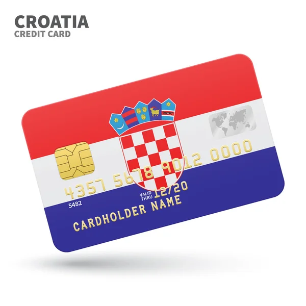 Tarjeta de crédito con fondo bandera de Croacia para banco, presentaciones y negocios. Aislado sobre blanco — Archivo Imágenes Vectoriales