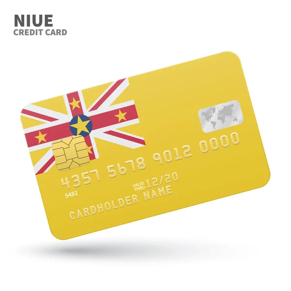 Credit card with Niue flag background for bank, presentations and business. Isolated on white — Stockvector