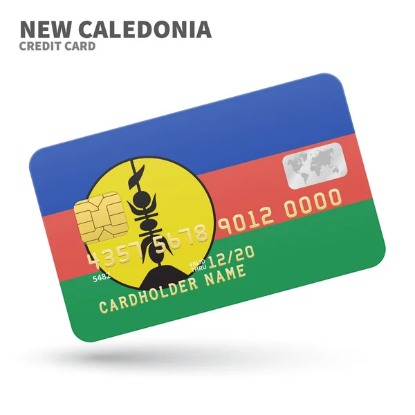 Credit card with New Caledonia flag background for bank, presentations and business. Isolated on white — Διανυσματικό Αρχείο