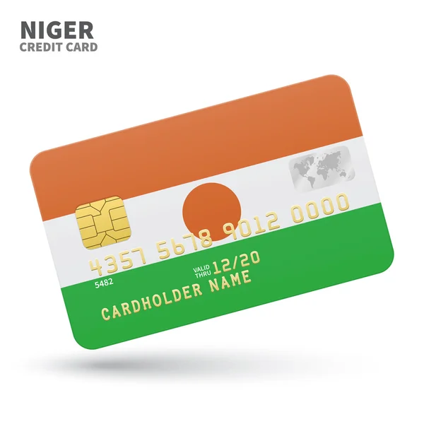 Kreditkarte mit niger flag hintergrund für bank, präsentationen und business. isoliert auf weiß — Stockvektor