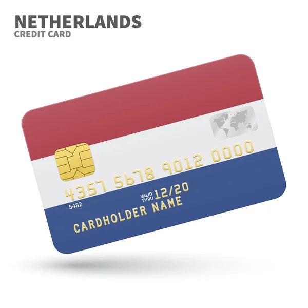 Кредитная карта с флагом Нидерландов фон для банка, презентаций и бизнеса. Изолированные на белом — стоковый вектор