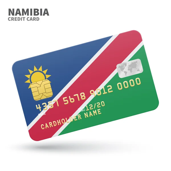 Kreditkarte mit namibia-flagge hintergrund für bank, präsentationen und business. isoliert auf weiß — Stockvektor