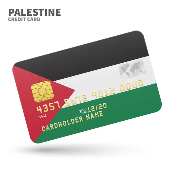 Credit card with Palestine flag background for bank, presentations and business. Isolated on white — Wektor stockowy