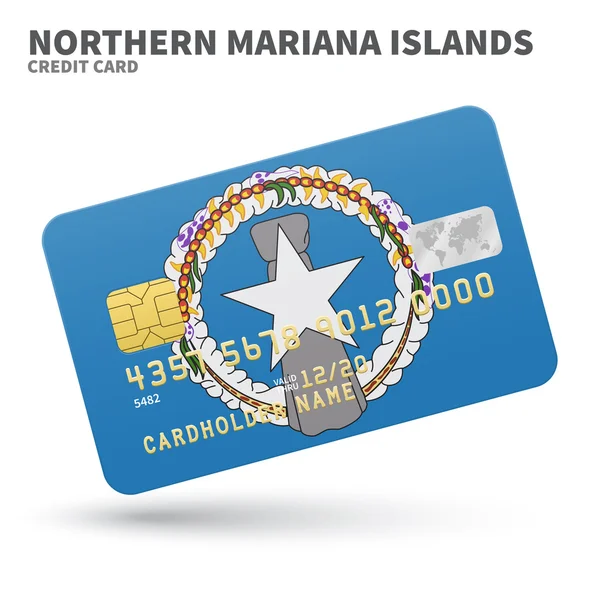 Credit card with Northern Mariana Islands flag background for bank, presentations and business. Isolated on white — 스톡 벡터