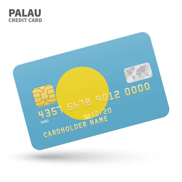 Carta di credito con bandiera Palau sfondo per banca, presentazioni e affari. Isolato su bianco — Vettoriale Stock