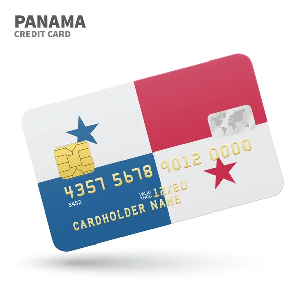 Credit card with Panama flag background for bank, presentations and business. Isolated on white — Stockvector