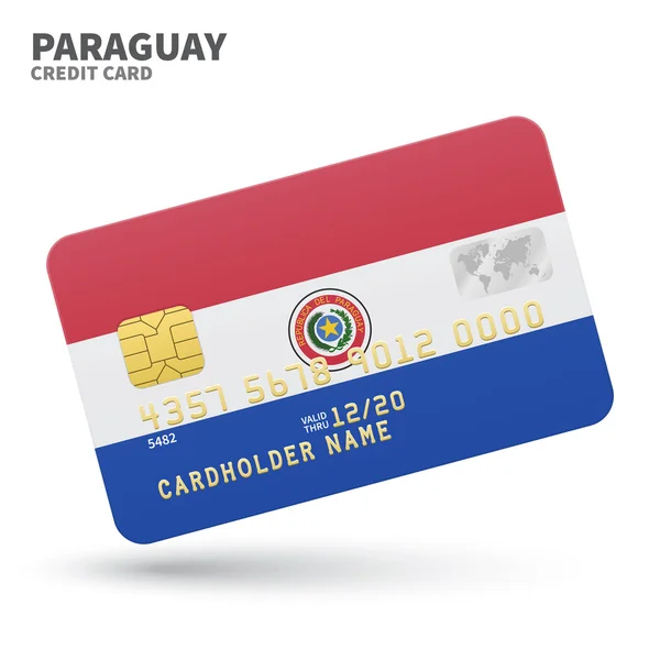 Tarjeta de crédito con fondo bandera de Paraguay para banco, presentaciones y negocios. Aislado sobre blanco — Archivo Imágenes Vectoriales