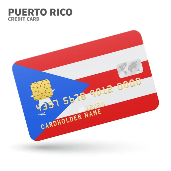 Credit card with Puerto Rico flag background for bank, presentations and business. Isolated on white — Stockový vektor