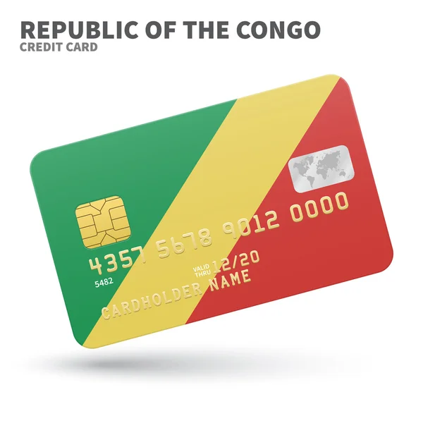 Cartão de crédito com fundo bandeira República do Congo para banco, apresentações e negócios. Isolado em branco — Vetor de Stock