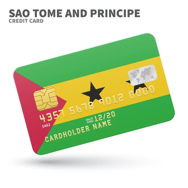 Credit card with Sao Tome and Principe flag background for bank, presentations, business. Isolated on white — Stockvector