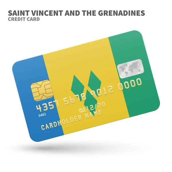 Кредитная карта с флагом Сент-Винсента и Гренадин фон для банка, презентаций, бизнеса. Изолированные на белом — стоковый вектор