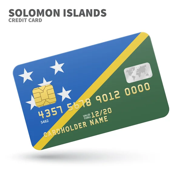 Cartão de crédito com fundo bandeira das Ilhas Salomão para banco, apresentações e negócios. Isolado em branco — Vetor de Stock