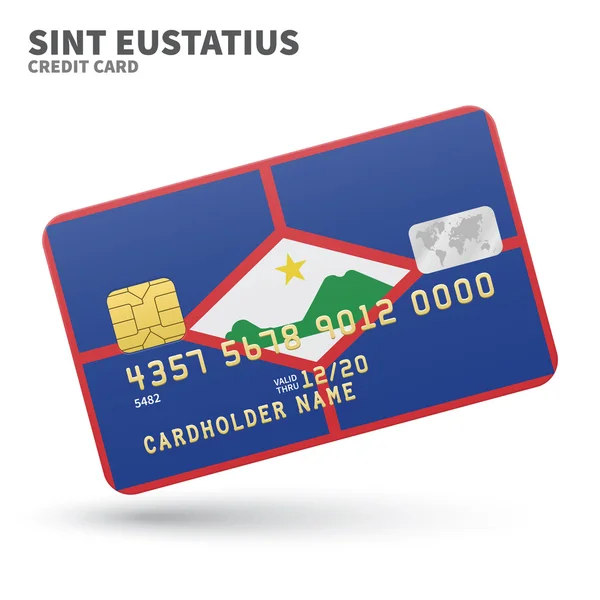 Cartão de crédito com fundo bandeira Sint Eustatius para banco, apresentações e negócios. Isolado em branco — Vetor de Stock