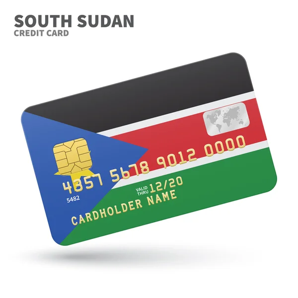 Credit card with South Sudan flag background for bank, presentations and business. Isolated on white — стоковий вектор