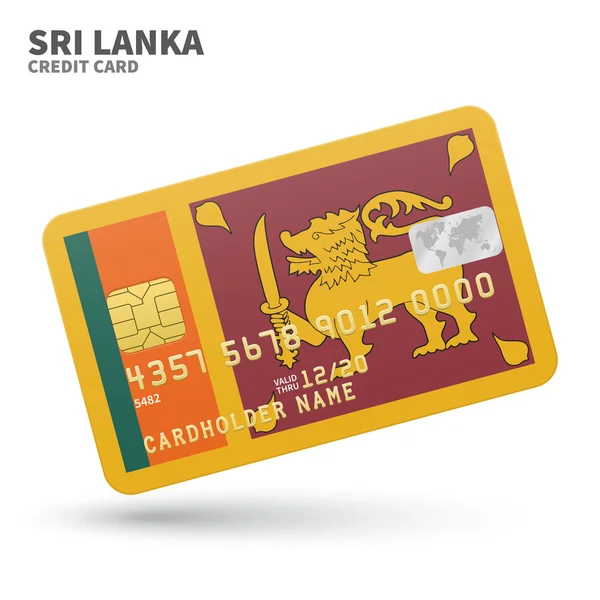 Tarjeta de crédito con fondo de bandera de Sri Lanka para banco, presentaciones y negocios. Aislado sobre blanco — Archivo Imágenes Vectoriales
