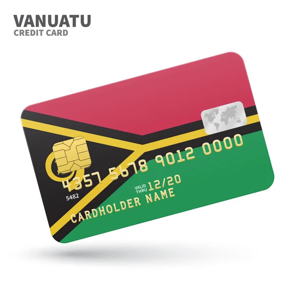 Carta di credito con bandiera Vanuatu sfondo per banca, presentazioni e affari. Isolato su bianco — Vettoriale Stock