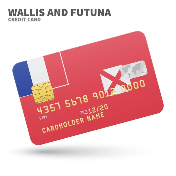 Cartão de crédito com fundo de bandeira Wallis e Futuna para banco, apresentações, negócios. Isolado em branco — Vetor de Stock