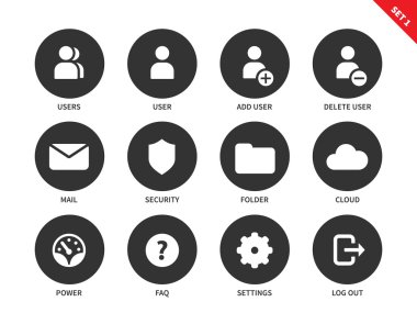 Internet hesabı simgeler beyaz arka plan üzerinde