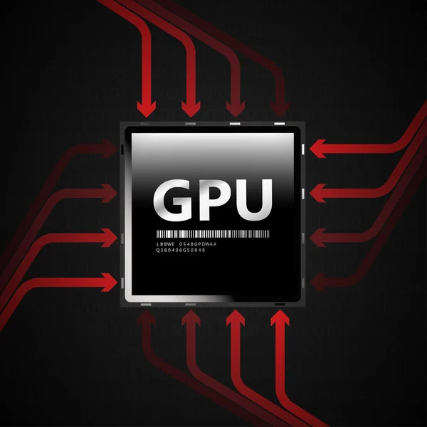 GPU, icona hardware del computer — Vettoriale Stock