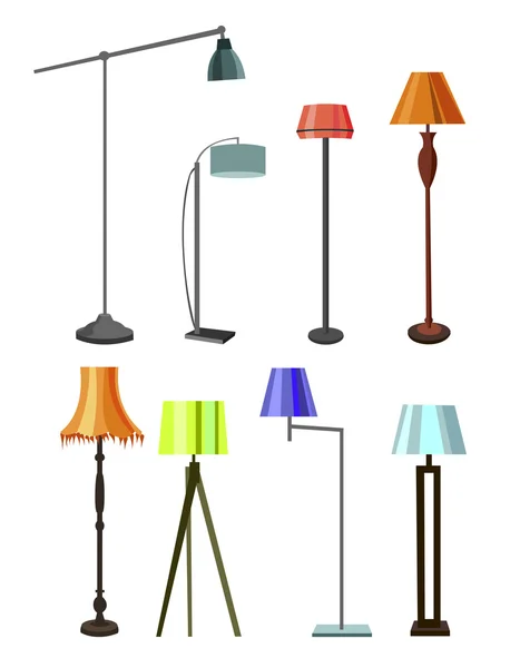 Ensemble de lampadaires — Image vectorielle