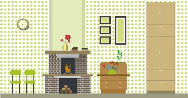 Chambre avec cheminée — Image vectorielle