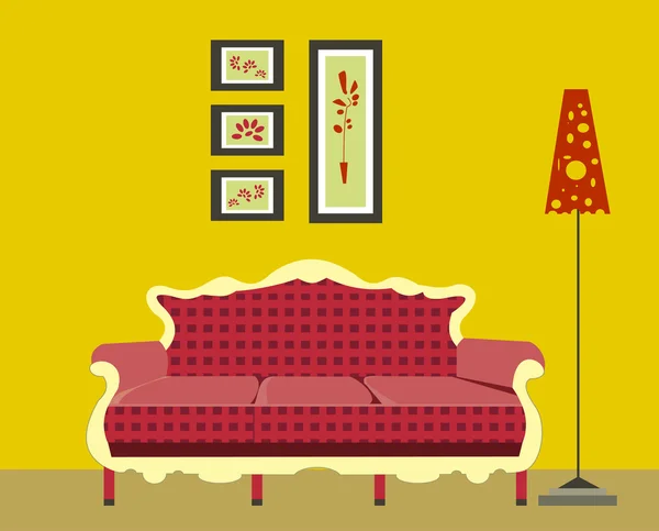 Интерьер с диваном — стоковый вектор
