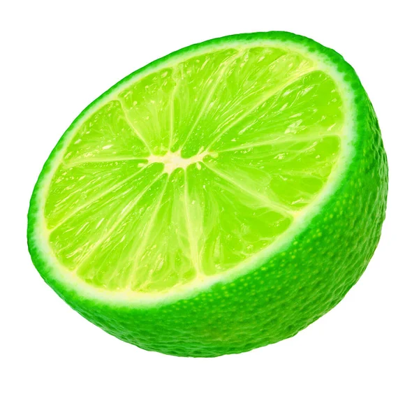 Half Lime White Isolated Background Clipping Path — Stock Photo, Image